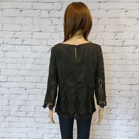 BANANA REPUBLIC - Beautiful black lace hem top (silk & cotton) - Picture 6 of 8